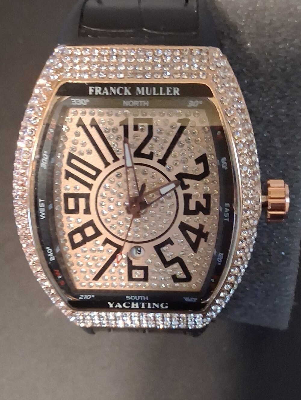 Rosetone Crystal Yachting Quartz Watch New No Box Very Large Bling Watch - Picture 2 of 11